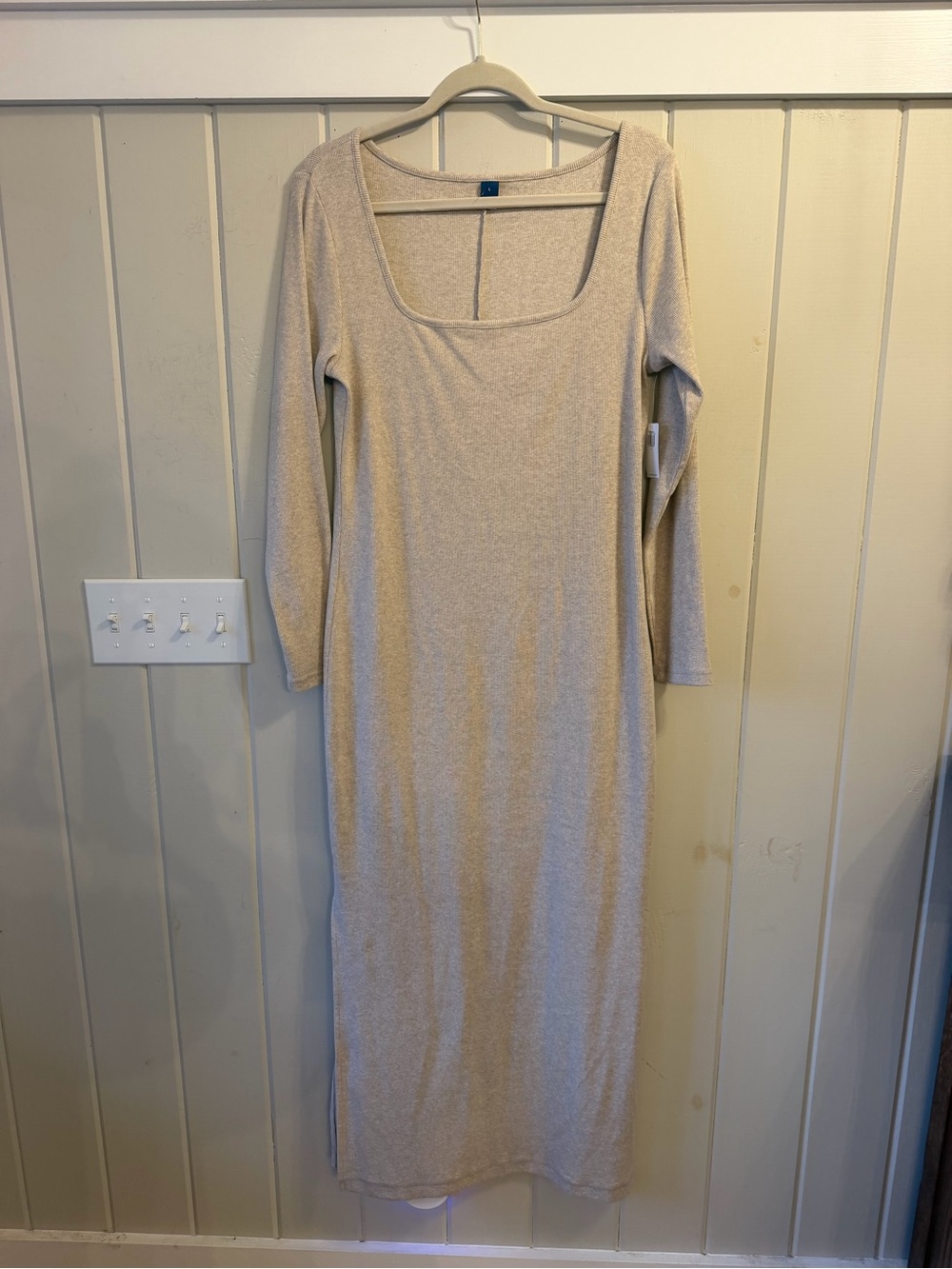 NWT Old Navy Neutral Beige Square Neck Maxi Dress, Size Large